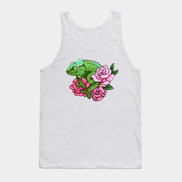 Chameleon with Roses Tank Top by slothbug